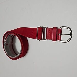 BBY Leather & Stretch Red Wide Sports Adjustable Belt Waist 26-32 #B-45